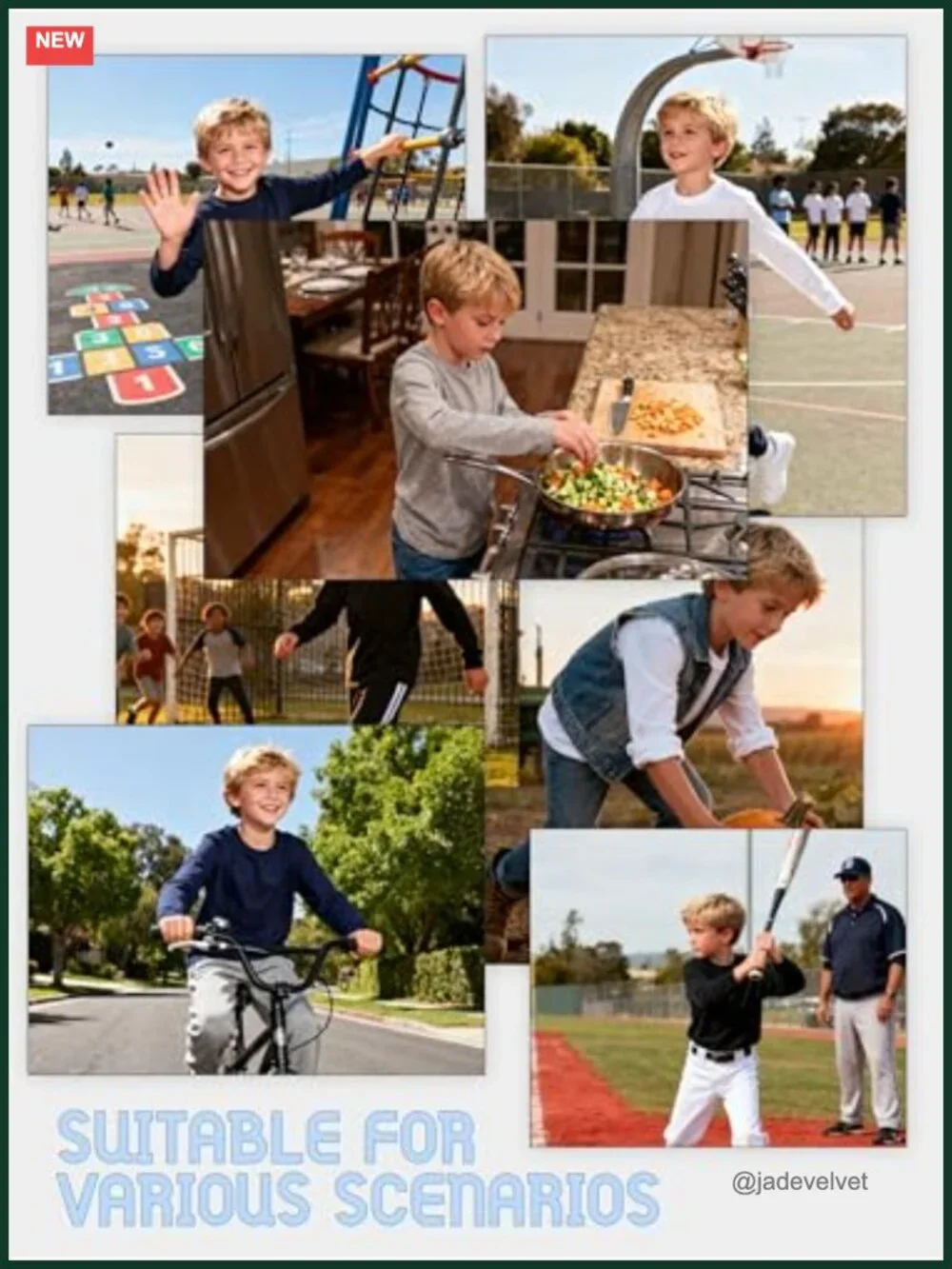 4 Pack Boys Long Sleeve Cotton Tees Layering T-Shirts Basic Solid